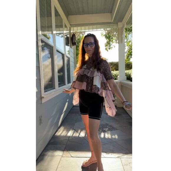 Upcycled and Shuggie Fierce Handmade Floral Stretch Knit Baby Doll Blouse Size S - Picture 7 of 8